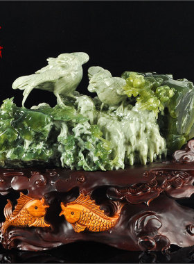 客厅电视柜玄关礼品岫玉山水摆件