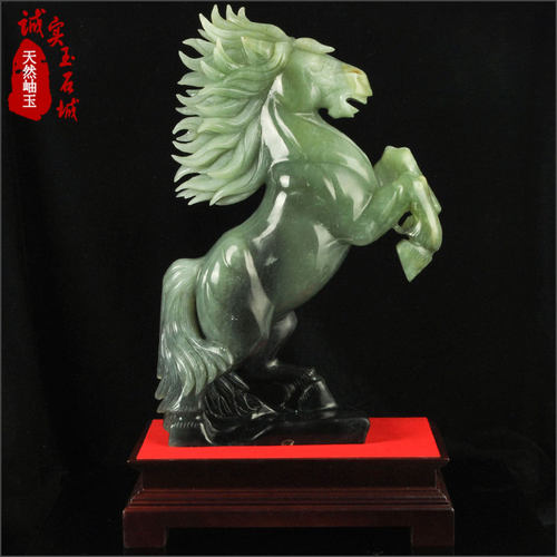 岫色天然玉石岫玉摆件马到成功