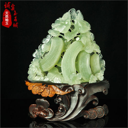岫色岫岩玉摆件飞黄腾达黄瓜礼品