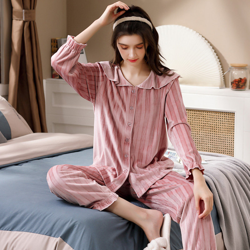 珊瑚绒睡衣女秋冬款法兰绒加厚加绒冬季保暖女士家居服甜美海岛绒
