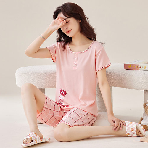 睡衣女款夏季莫代尔短袖短裤