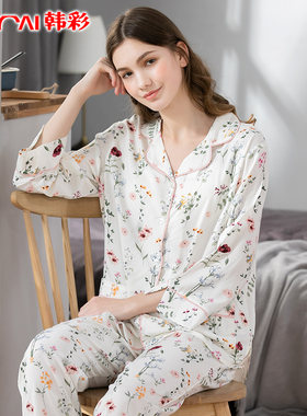 睡衣长袖女士秋季中年家居服