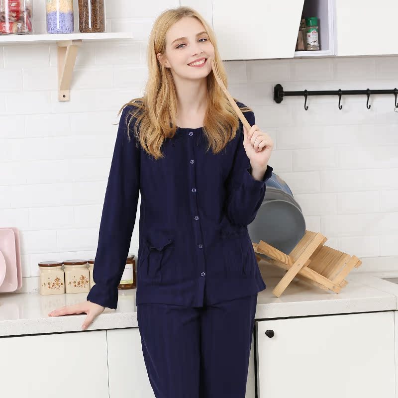 韩彩睡衣女秋冬长袖红色纯棉开衫蕾丝冬季结婚圆领外穿家居服套装