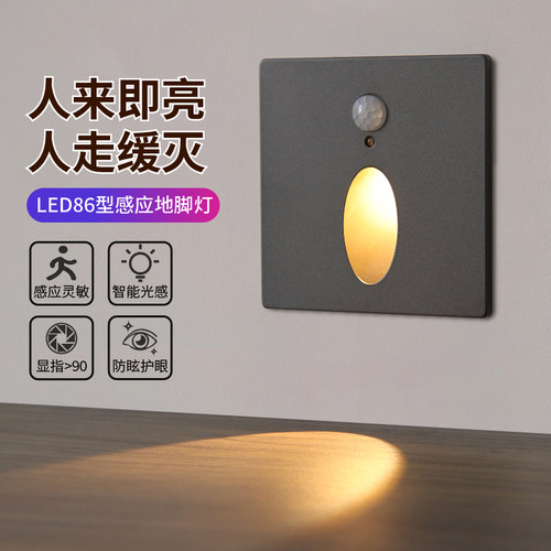 磁吸金属面板光感人体感应地脚灯