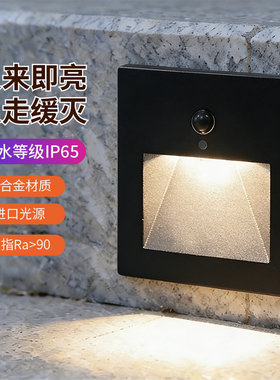 led人体感应地脚灯86型嵌入式庭院墙角台阶室内外防水楼梯庭院灯