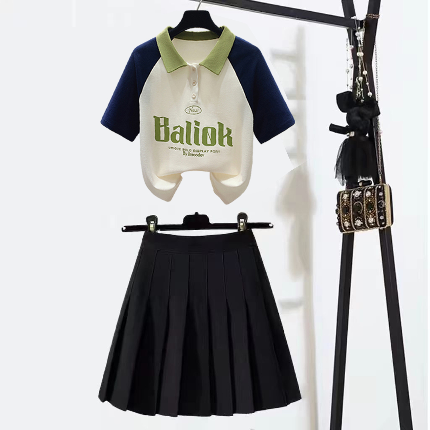 大童少女夏季新款polo领短袖T恤