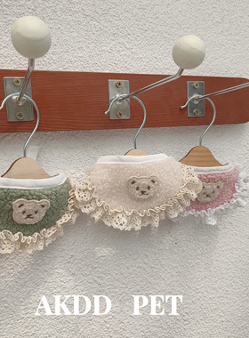 ins宠物猫咪狗狗原创手工泰迪绒围兜围嘴围脖口水巾可爱小熊项圈