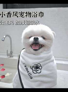 宠物猫咪狗狗吸水浴巾加厚ins刺绣山茶花小香公主风速干洗澡毛巾