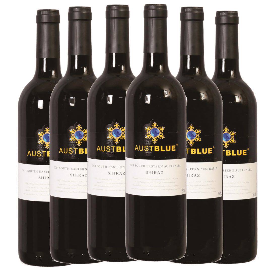 蓝澳红酒austblue蓝钻葡萄酒2019西拉子澳洲干红餐酒一件包邮