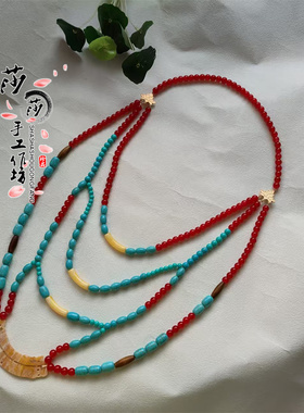 秦汉古风宿命复原璎珞仿玉璜汉服配饰多层项链魏晋古装古典颈饰品