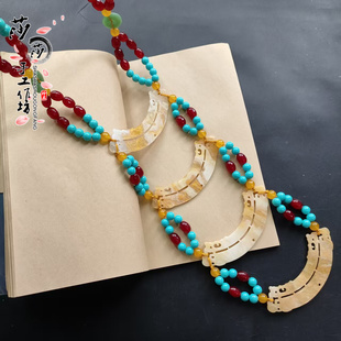 秦汉复原璎珞仿玉璜汉服配饰古装魏晋项链手工编织战国玉衡古风女