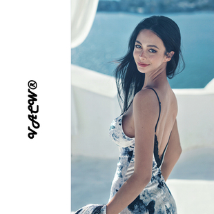 VACW法式 含胸垫高级丝绒蕾丝吊带睡衣睡裙露背情趣纯欲风女夏季