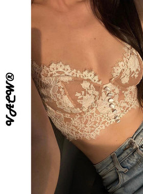 VACW舒适性感法式外穿内衣文胸女大小胸聚拢无痕打底抹胸纯欲吊带