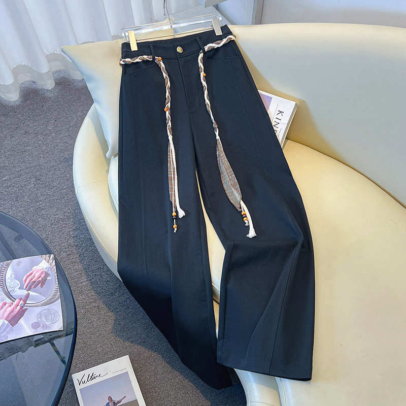 藏青色女士直筒裤女春季2026新款梨型身材显瘦阔腿裤小个子休闲裤