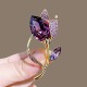 欧式 水晶紫色郁金香胸针轻奢高档女精致优雅胸花别针大衣外套配饰