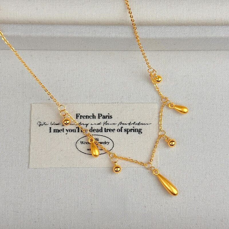 新款水滴流苏项链女士越南沙金仿真黄金轻奢流苏锁骨链不掉色配饰