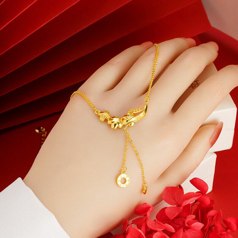 2025新款爆款紫荆花流苏项链女越南沙金仿真黄金正品不掉色结婚首