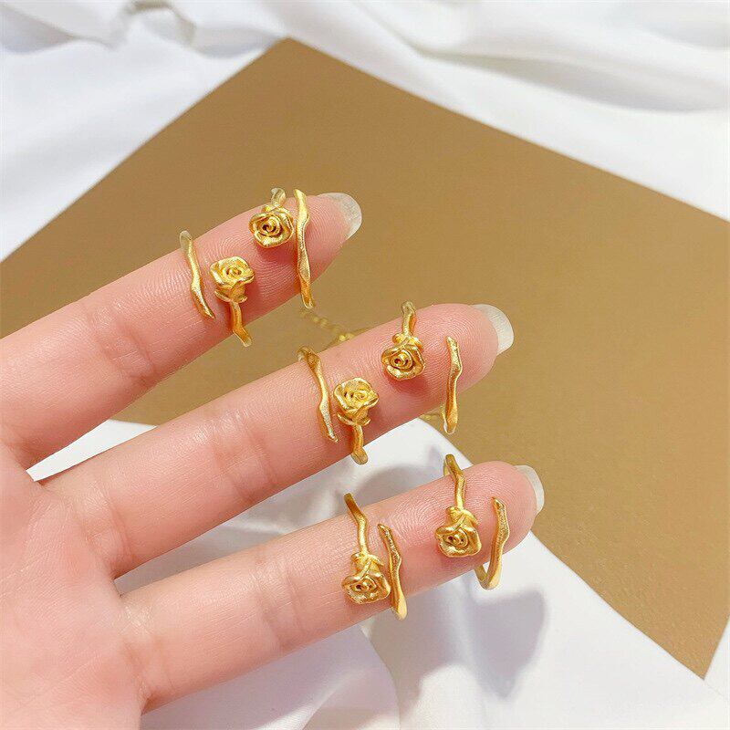 新款玫瑰花戒指女士时尚
