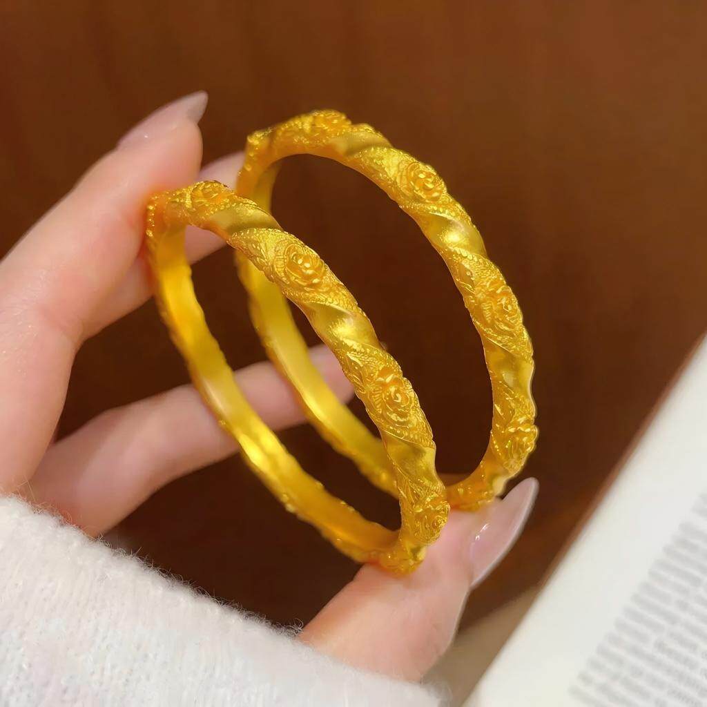 玫瑰花沙金手镯彷真黄金