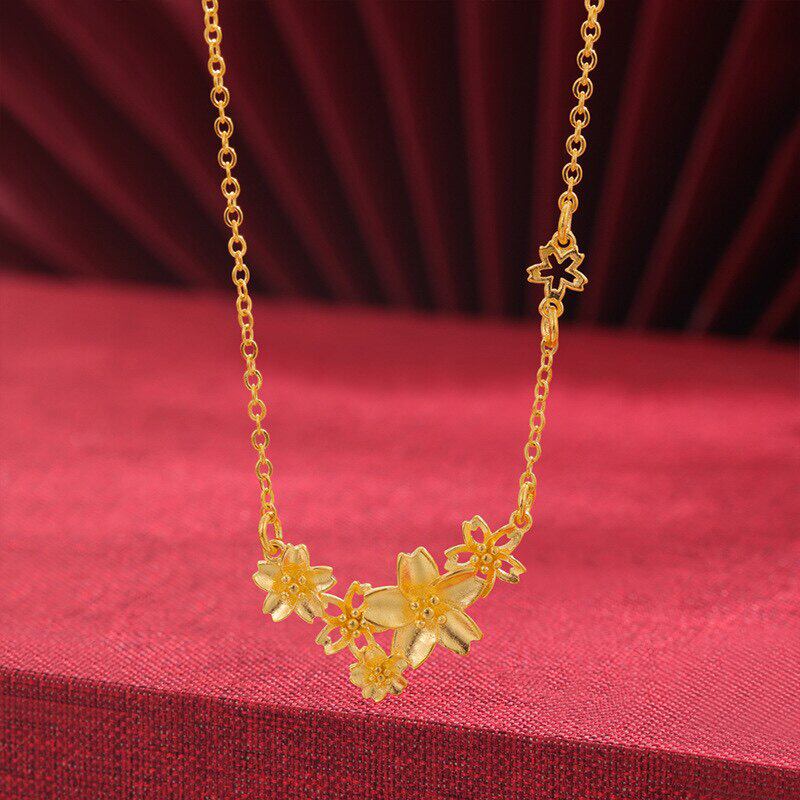 2025新款爆款三生花项链女士越南沙金仿真黄金轻奢高级感结婚首饰