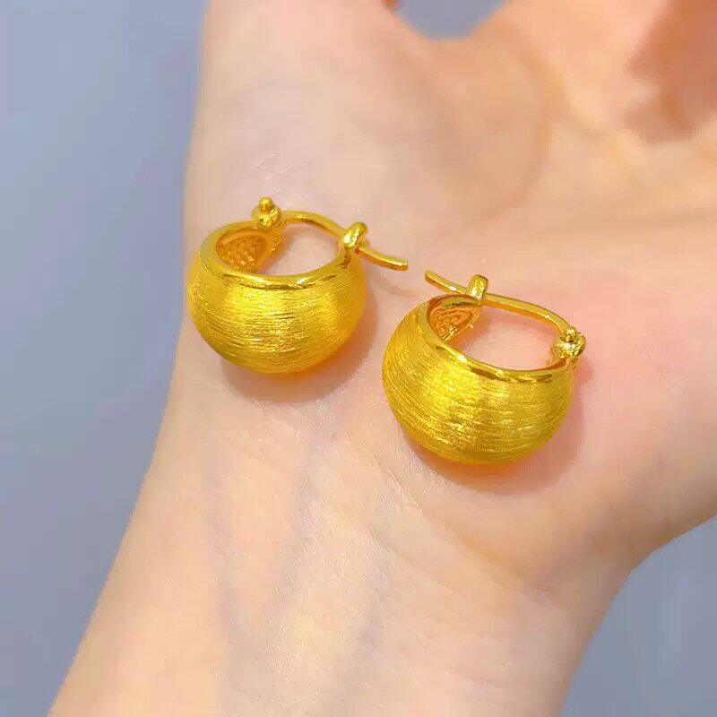 薯片拉丝耳环女彷真黄金