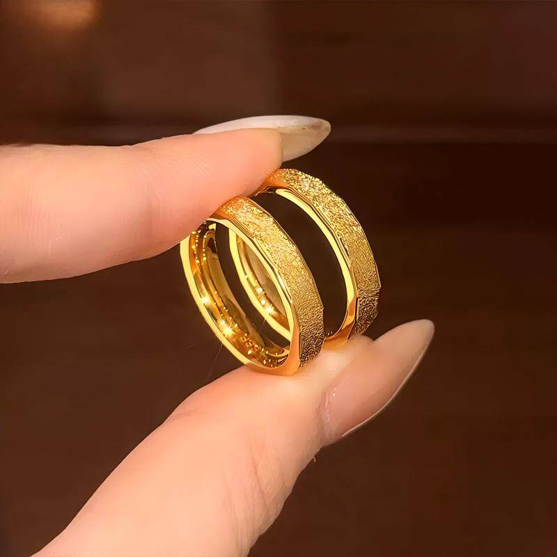 素圈镶钻戒指仿真黄金沙