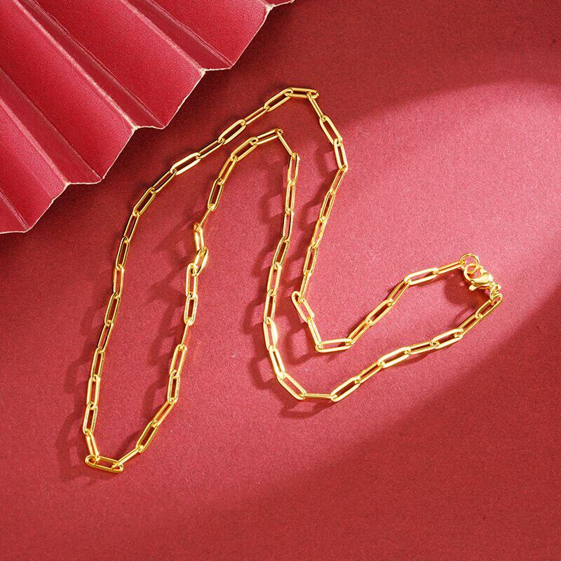 新款几何环形项链女越南沙金仿真黄金轻奢高级感单素链不掉色首饰