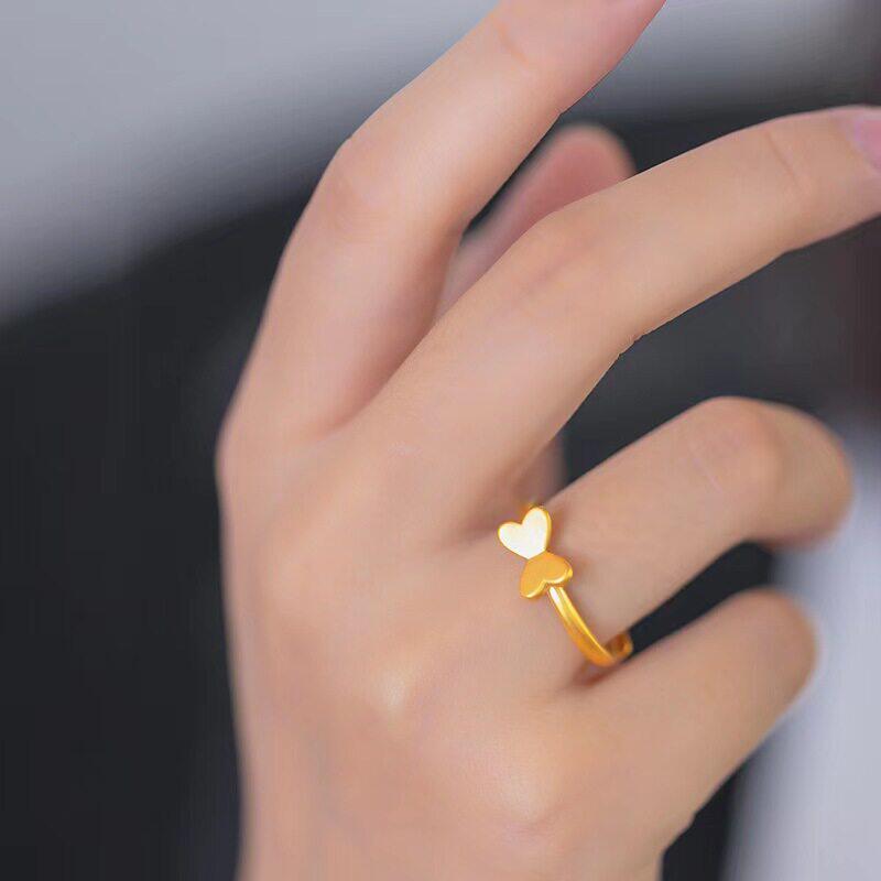 2025年新网红同款小清新蝴蝶戒指女开口可调节越南沙金仿真黄金潮