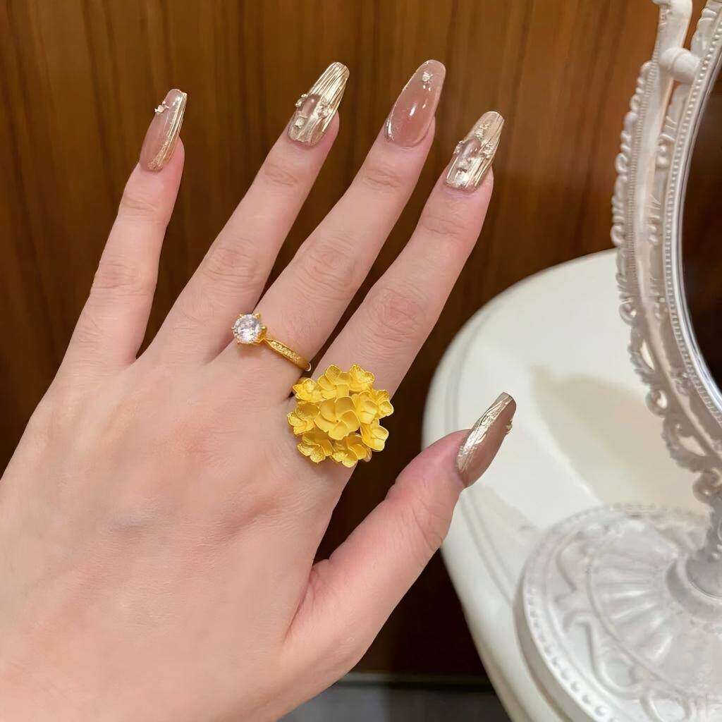 繁花沙金戒指彷真黄金色