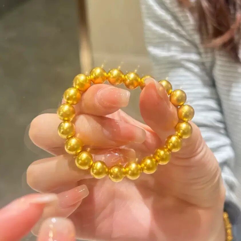 圆珠沙金手链10MM彷真黄