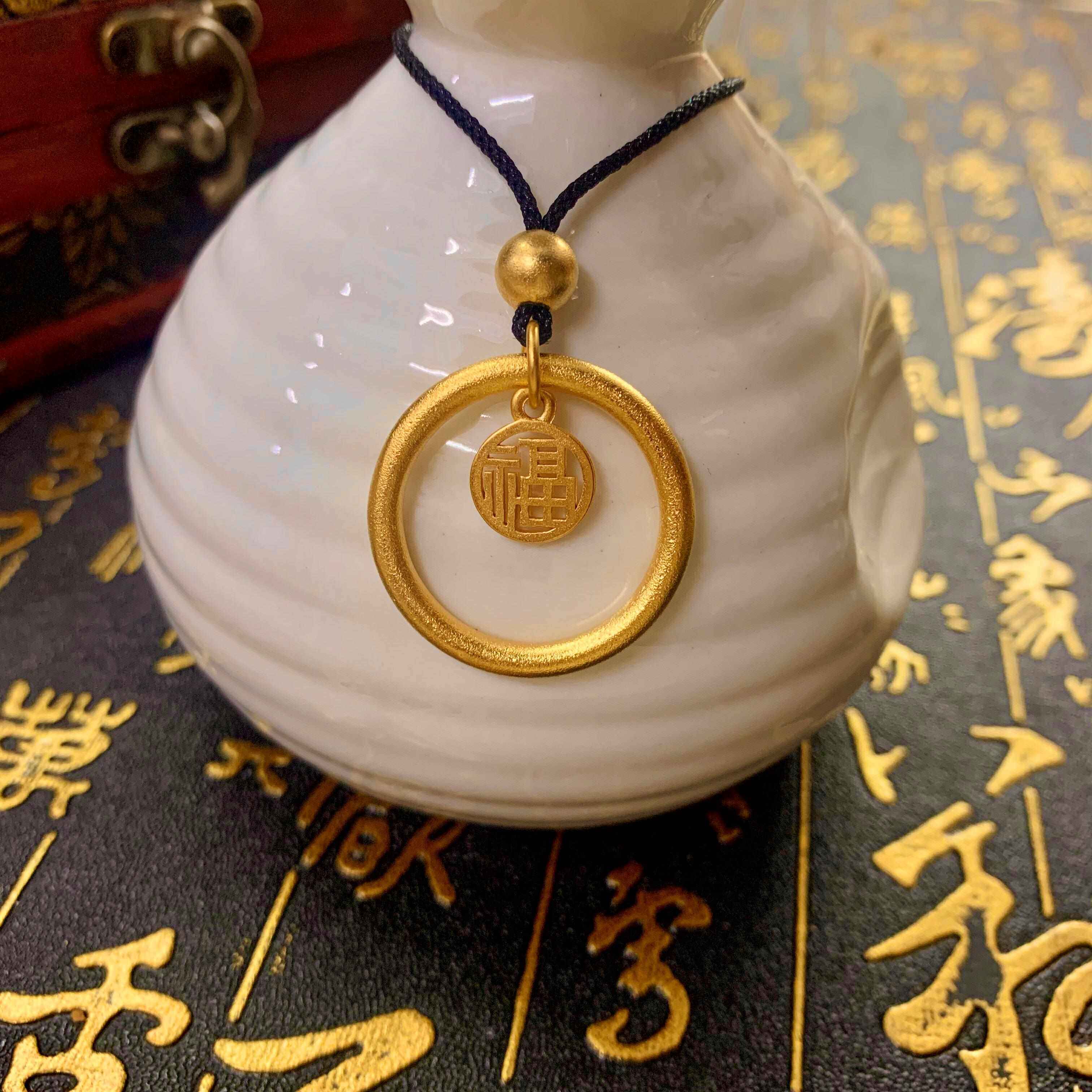 古法素圈戒指项链越南沙金男女情侣同款仿真黄金不掉色首饰24K金