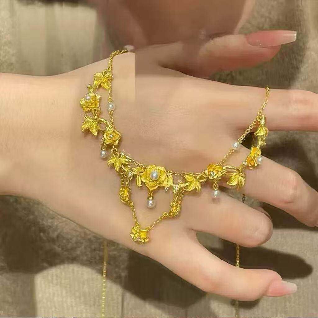 花朵项链彷真黄金沙金珍
