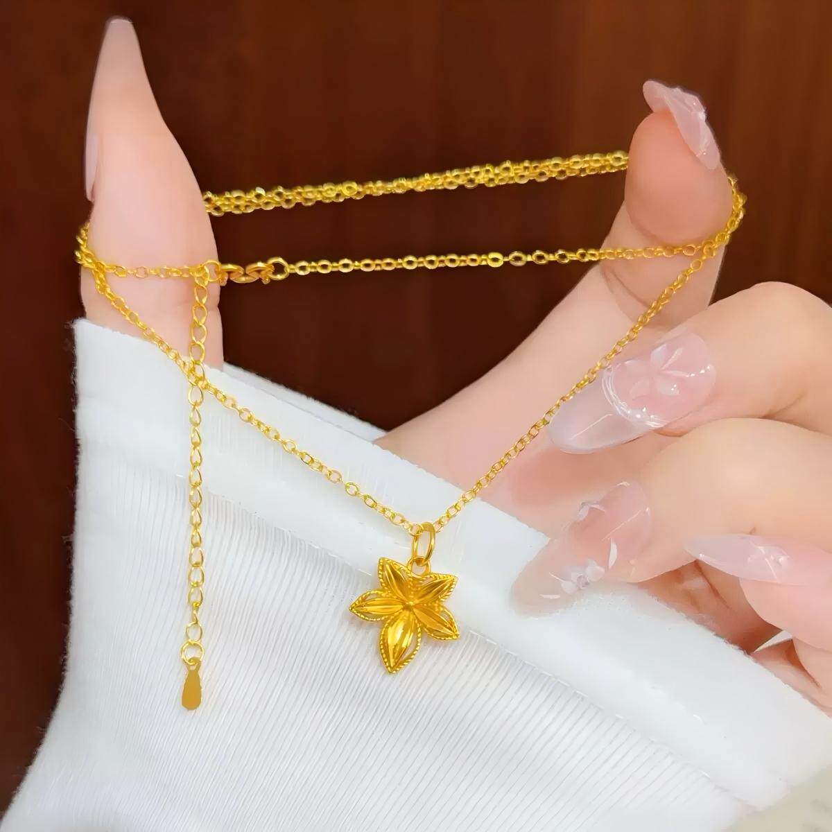 枫叶沙金吊坠仿真黄金色