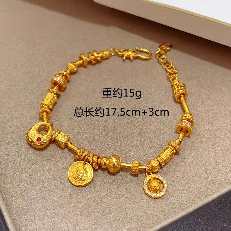 古法沙金亮面锤纹胖福黄