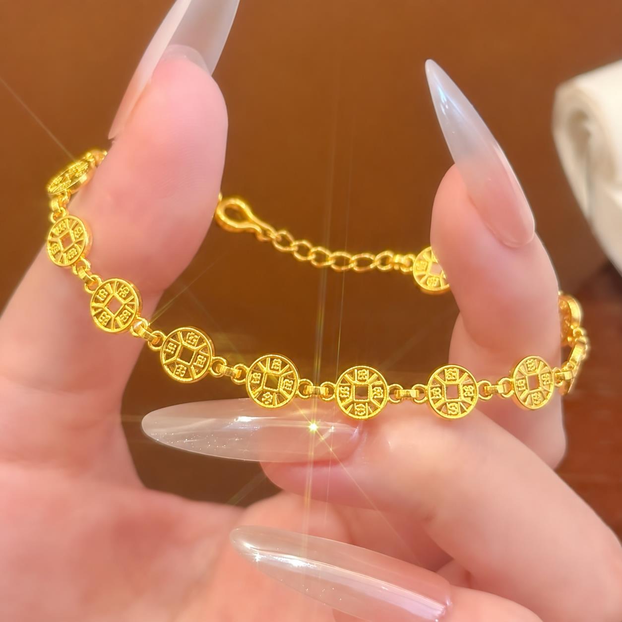 日进斗金沙金手链彷真黄