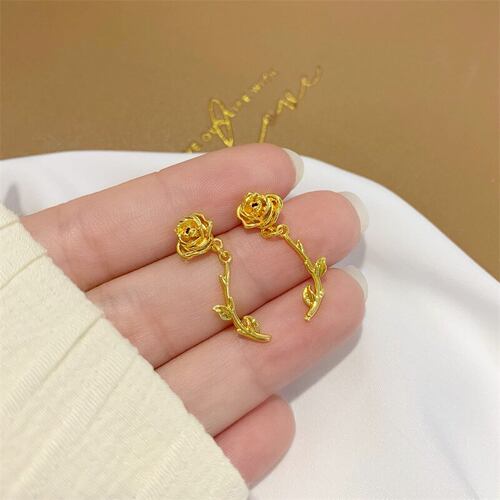 夏季新款玫瑰花耳钉女士