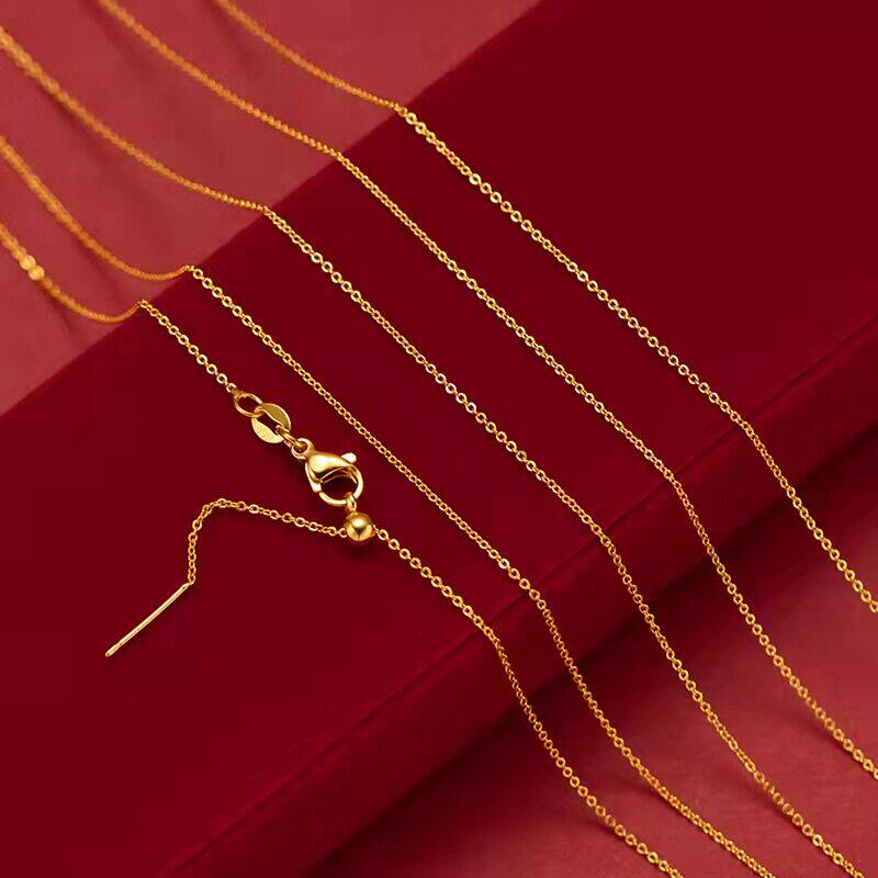 越南沙金项链女素链仿真黄金不掉色锁骨链可调节穿珠针式单链颈链