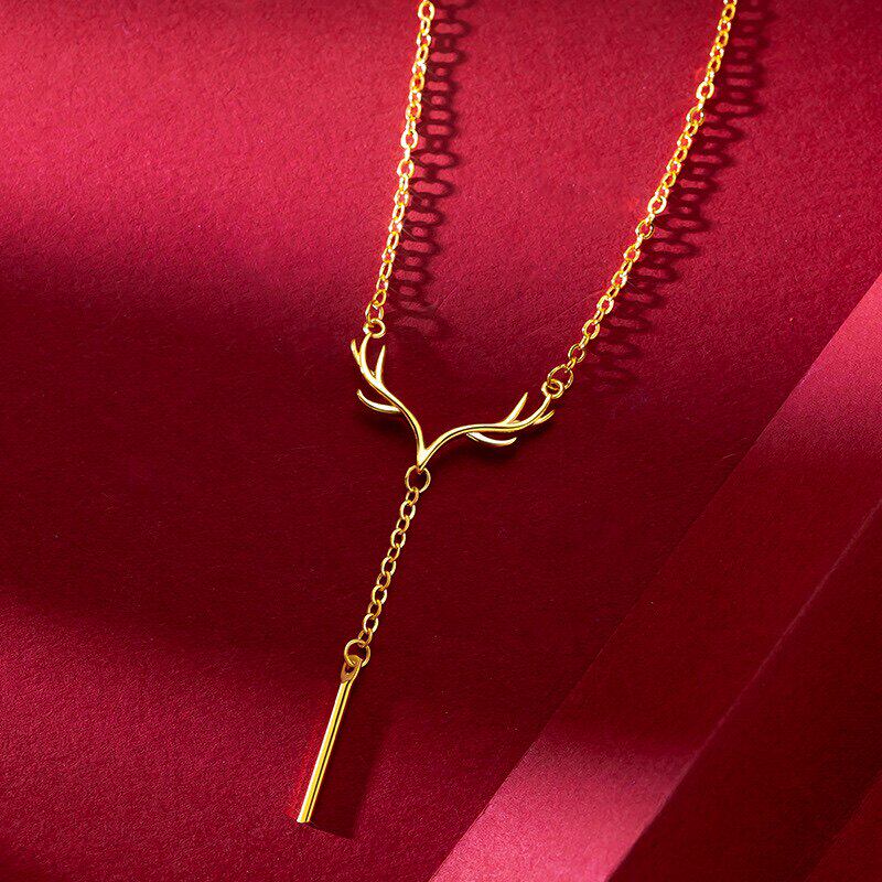 越南沙金一路有你鹿角套链女生ins小众设计高级感仿真黄金项链潮