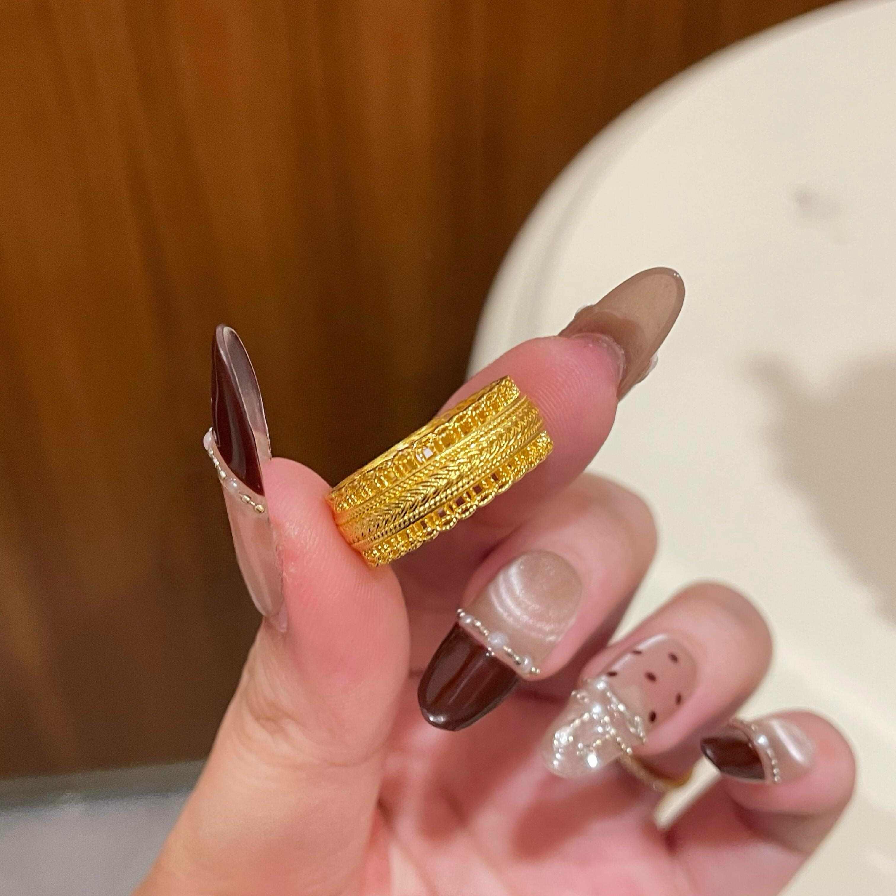 腰缠万贯沙金戒指女彷真