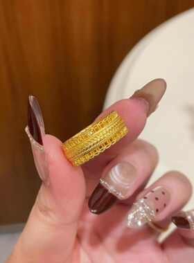 腰缠万贯沙金戒指女彷真