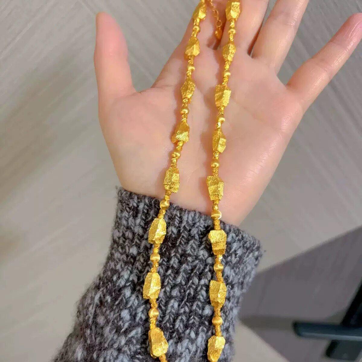 拉丝陨石沙金项链彷真黄