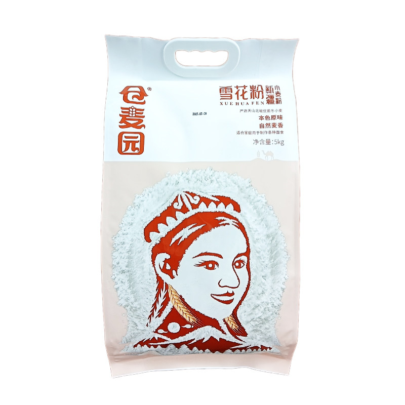 新疆面粉仓麦园雪花粉5kg斤小麦面粉家用商用蒸馒头做面条拉条子