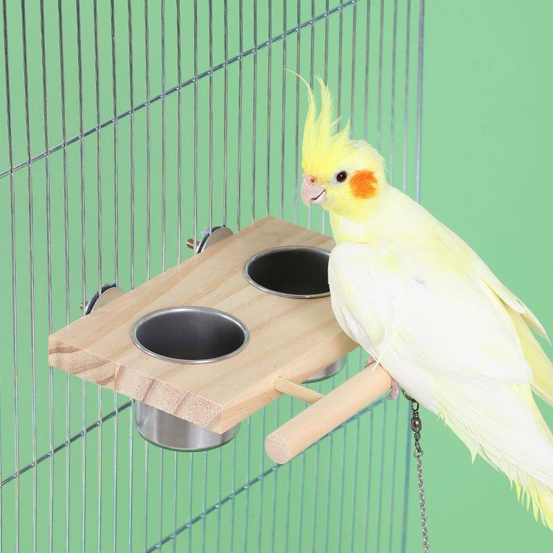 一体式鸟笼站杆喂食器逗鸟平台