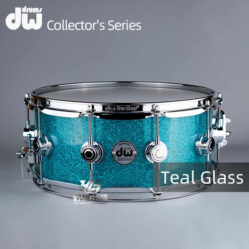 美产DW Collector's收藏家Teal Glass 14x6 镀铬 枫木鼓腔小军鼓