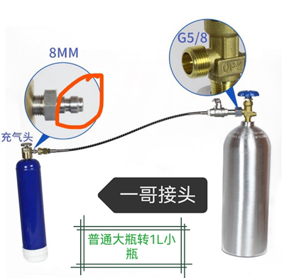 一哥接头大钢瓶转1L小钢瓶充气管