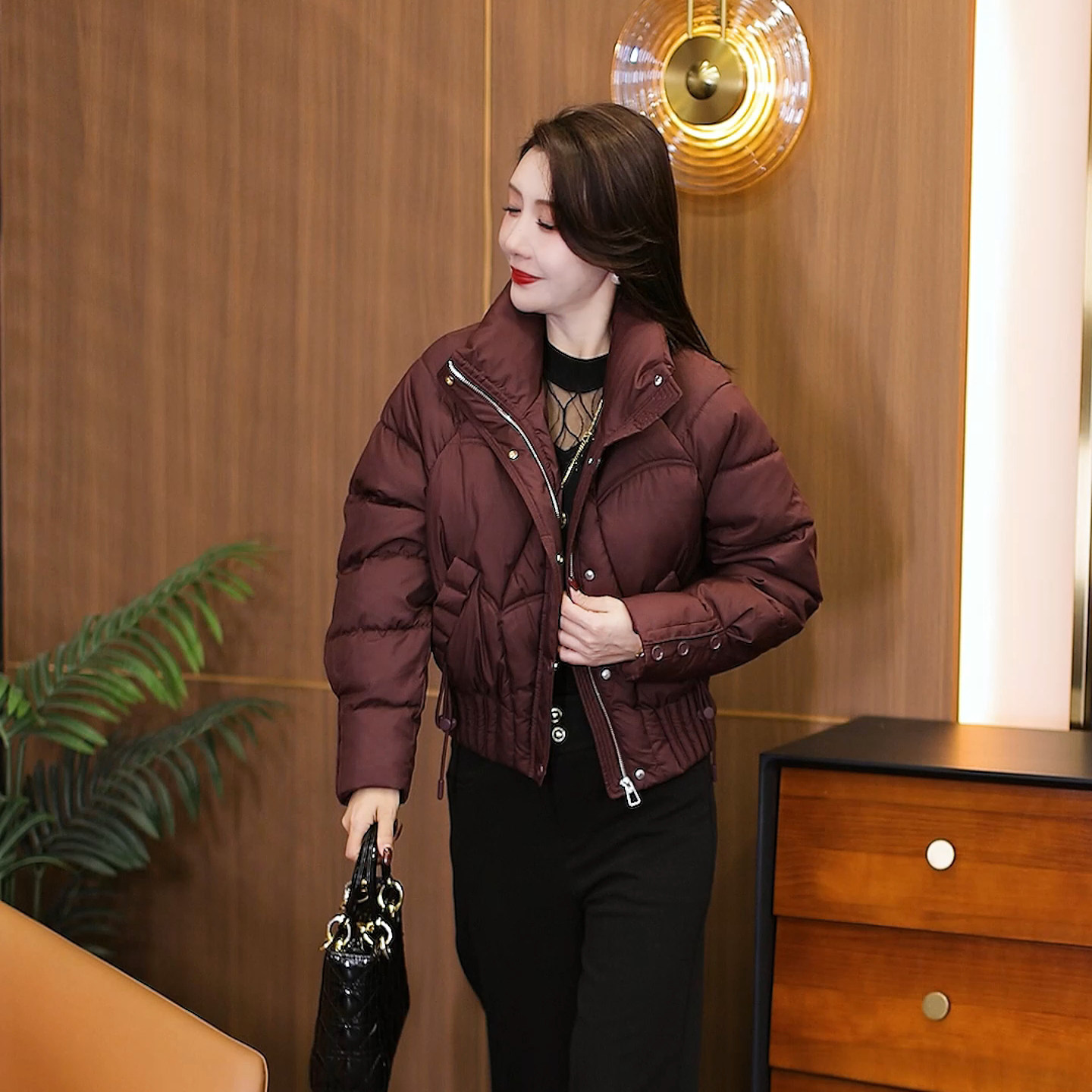 今年流行羽绒棉服女短款立领棉衣