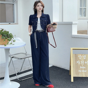 时尚气质松驰设计感显瘦套装女装2025夏季新款高级感牛仔三件套装