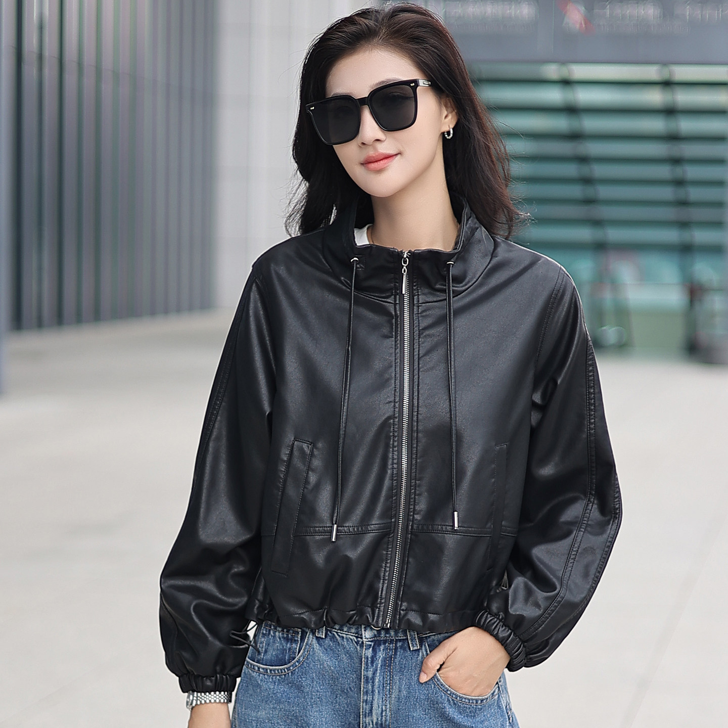 春秋短款PU机车皮衣女小个子夹克