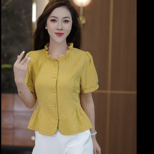 小个子时尚短袖衬衫女设计感衬衣