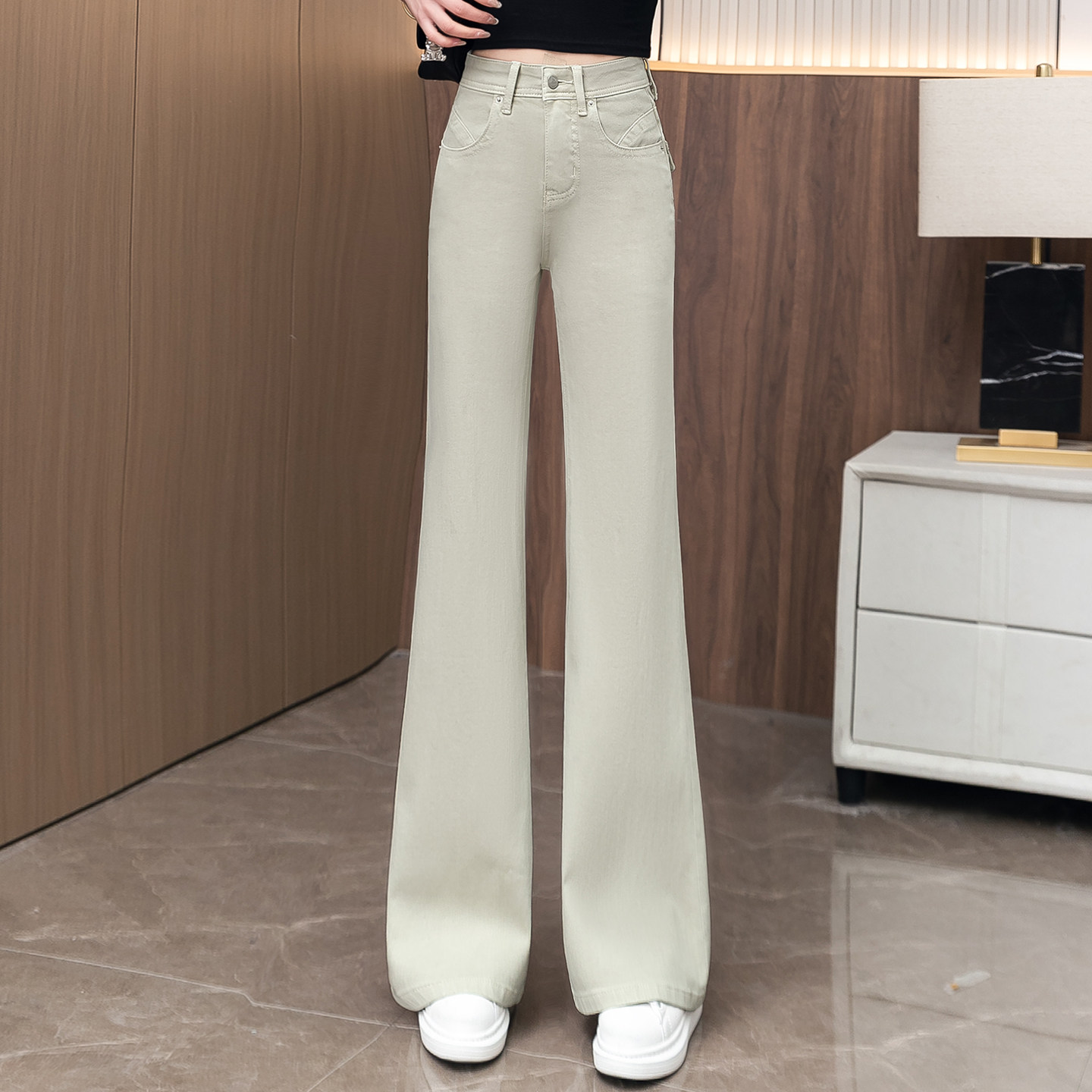 高腰垂感微喇裤女2026春季新款女裤宽松显瘦百搭休闲阔腿喇叭长裤